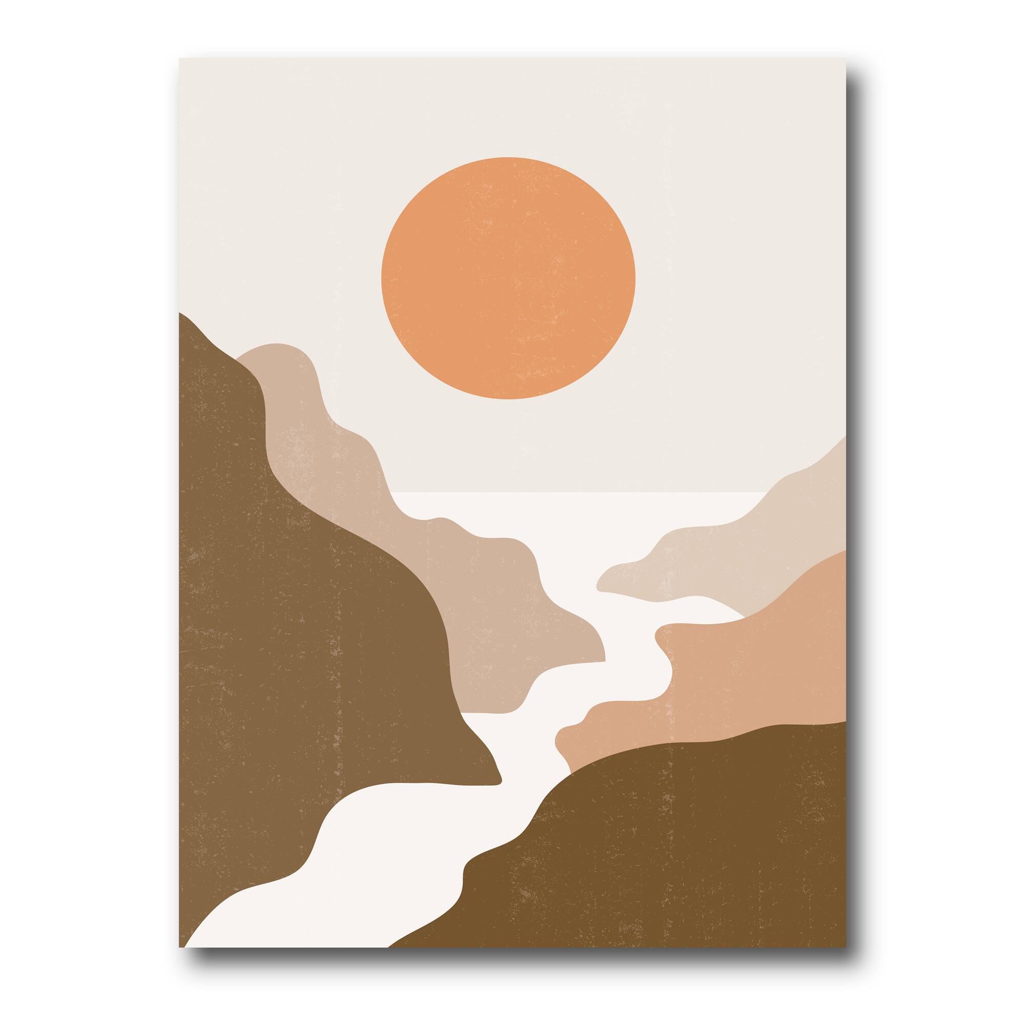 Designart - Lanscape With Full Moon In Terracotta Tones